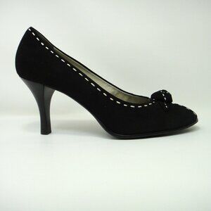 Franco Sarto Suede Rosette Pump Black sz 9 M Heels Shoes